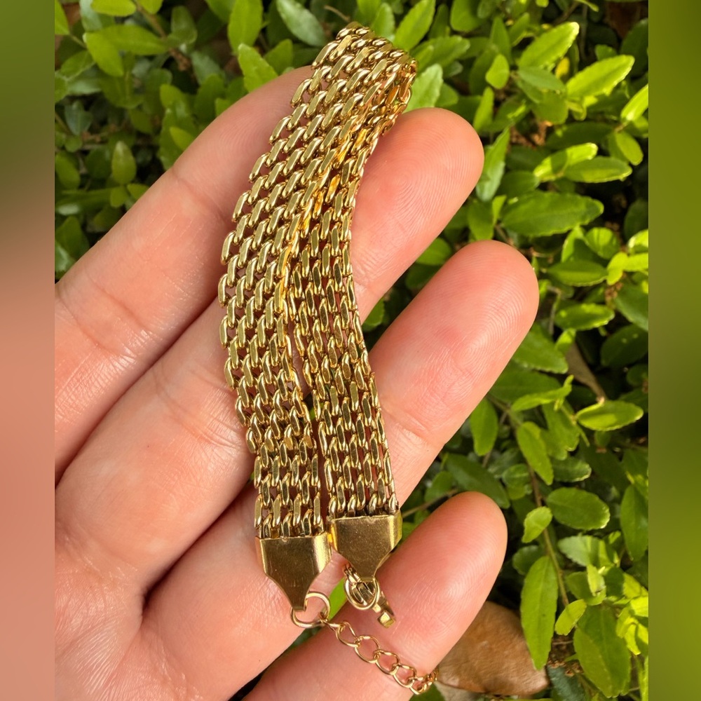 18K Gold Plated Stainless Steel Multi-Row Mesh Bracelet